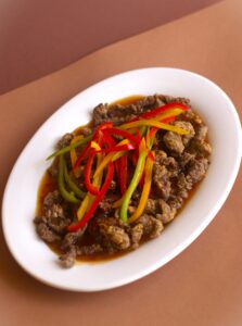 Crispy beef with homemade sweet chili sauce(V)